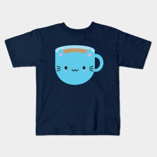 Kawaii Cat Cup of Tea Kids T-Shirt